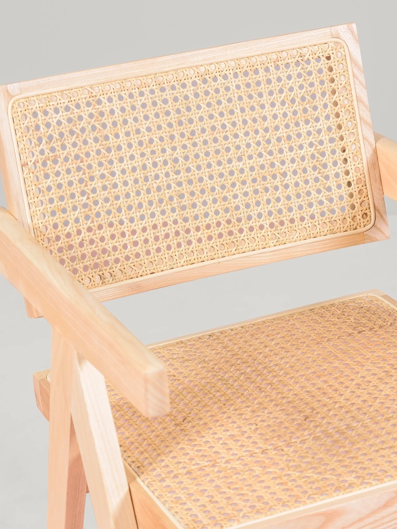 Classic chair with armrests in natural rattan and ash wood - Compass NEST DREAM - 1