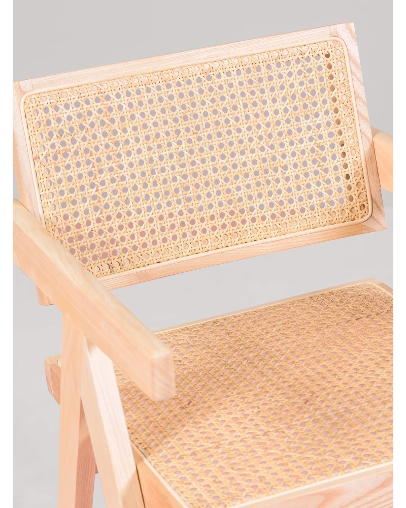 Klassisk stol med armlæn i naturlig rattan og asketræ - Compass NEST DREAM - 5