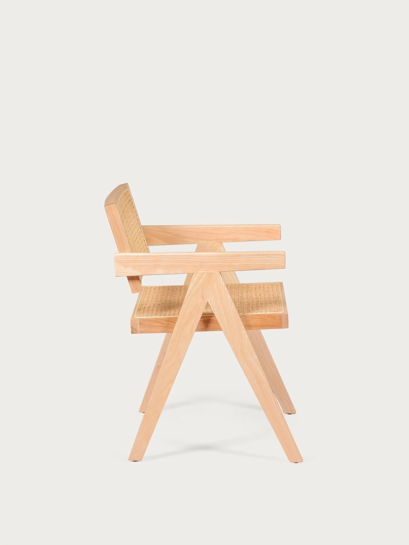 Classic chair with armrests in natural rattan and ash wood - Compass NEST DREAM - 1