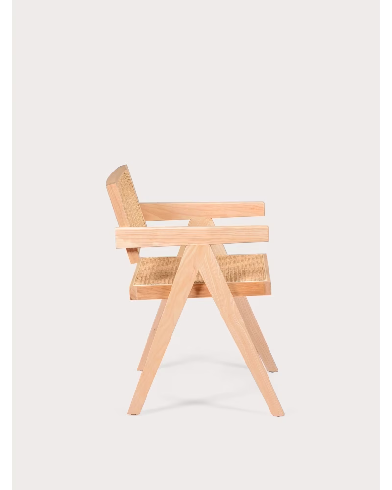 Klassisk stol med armlæn i naturlig rattan og asketræ - Compass NEST DREAM - 10