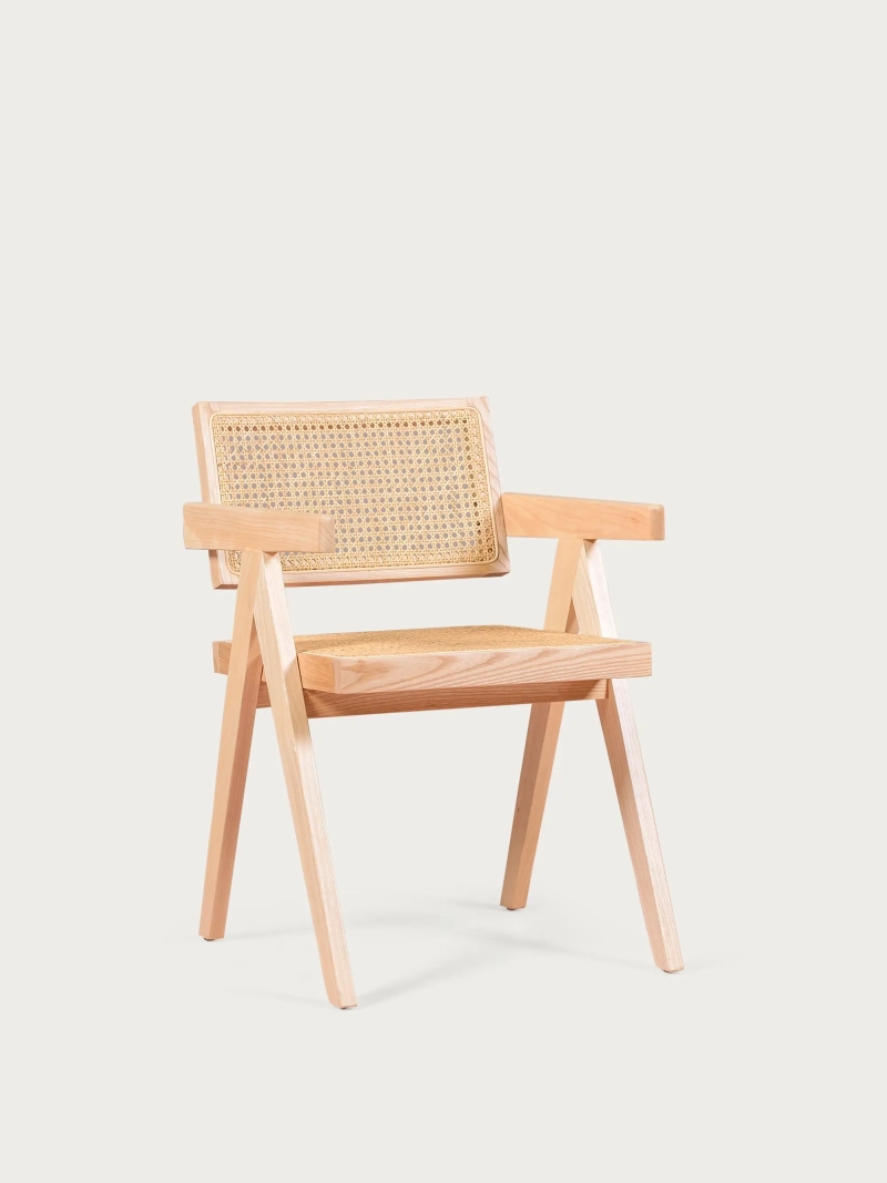 Klassisk stol med armstöd i naturrotting och askträ Compass NEST DREAM - 1