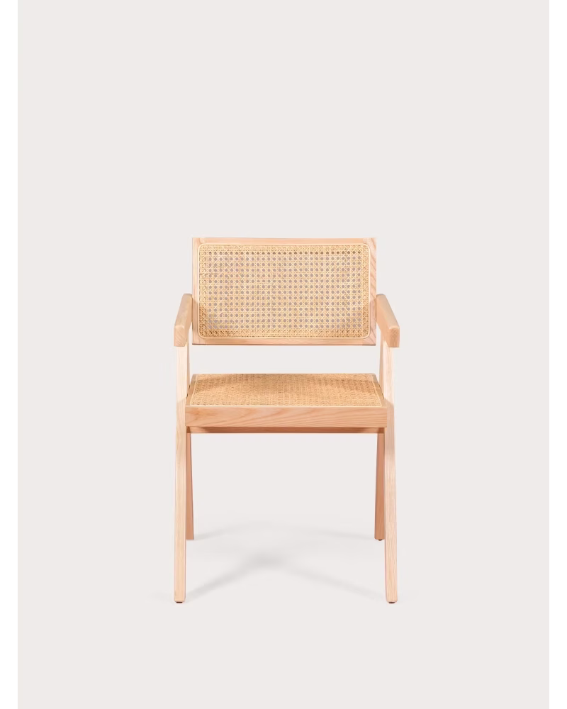 Klassisk stol med armlæn i naturlig rattan og asketræ - Compass NEST DREAM - 2