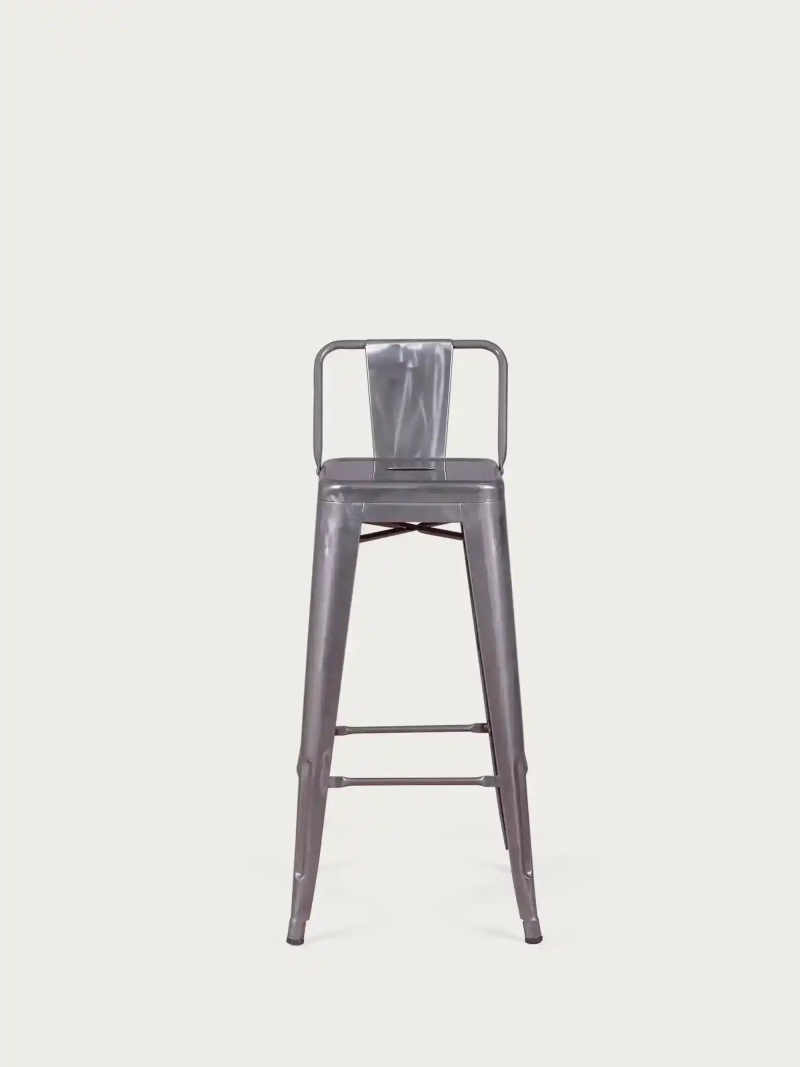 stołek industrialny ze stali metalizowanej z niskim oparciem (76cm) - Bistro NEST DREAM - 2