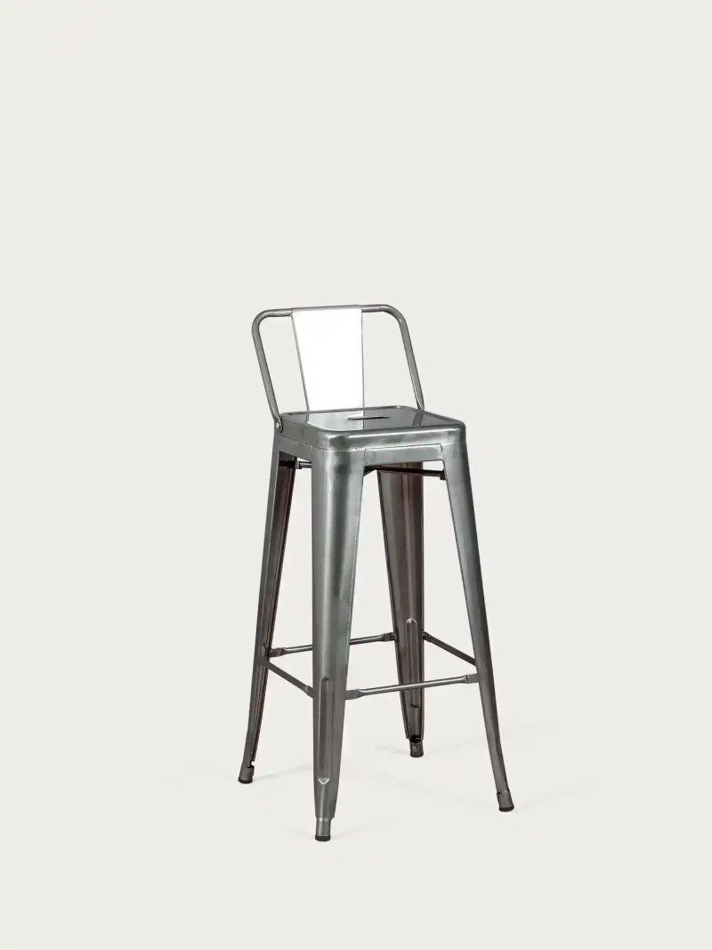 stołek industrialny ze stali metalizowanej z niskim oparciem (76cm) - Bistro NEST DREAM - 1