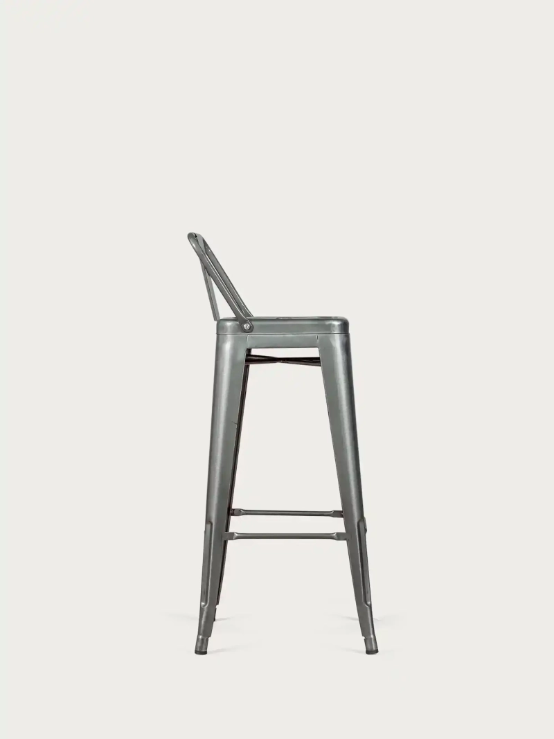 stolička z průmyslové pokovené oceli s nízkým opěradlem (76 cm) - Bistro NEST DREAM - 6