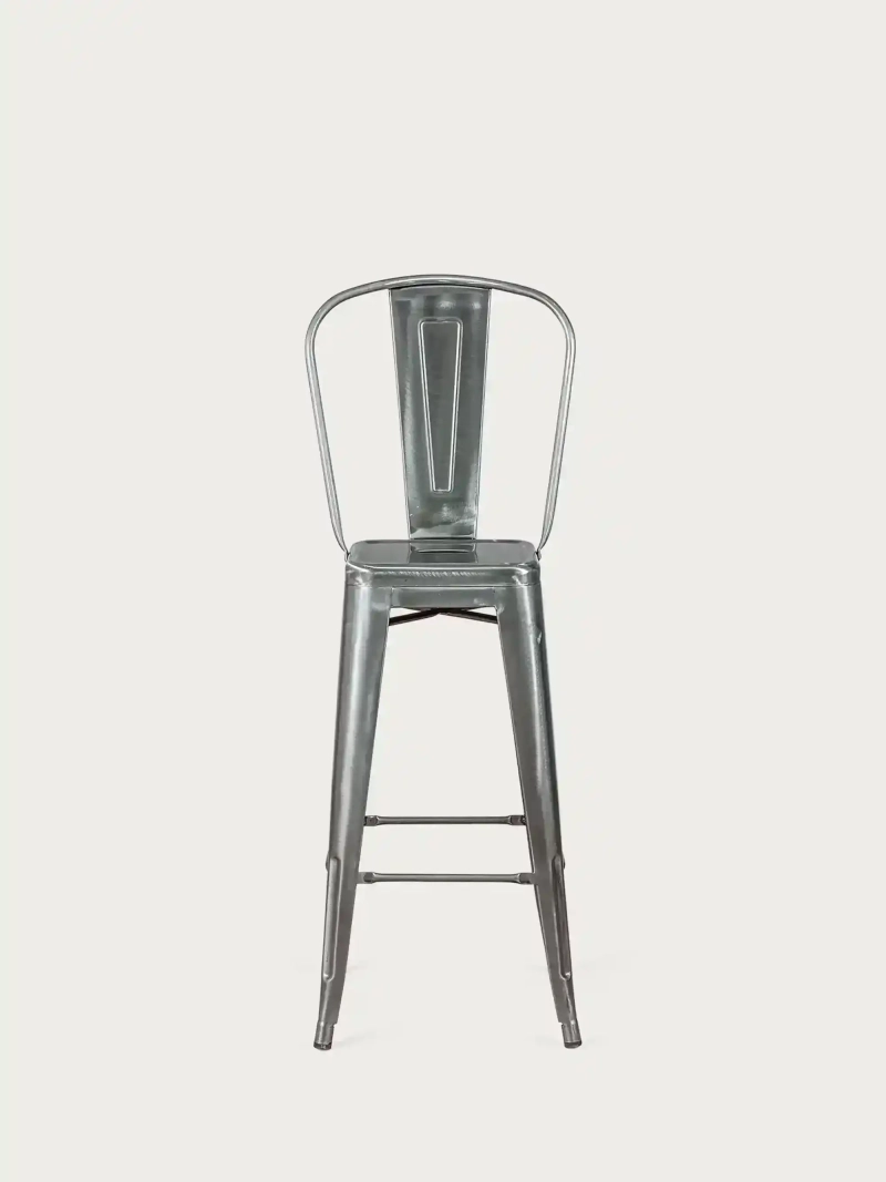 taburet industrial din oțel metalizat cu spătar înalt (76cm) - Bistro NEST DREAM - 1