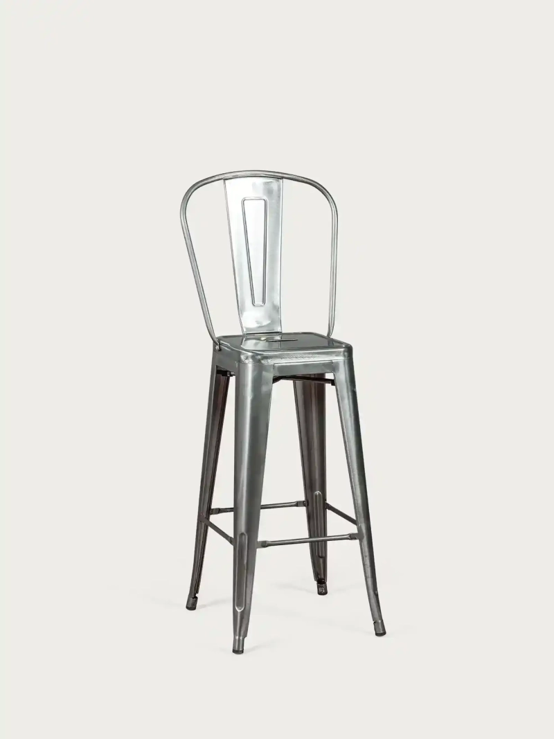 stołek industrialny z metalizowanej stali z wysokim oparciem (76 cm) - Bistro NEST DREAM - 1