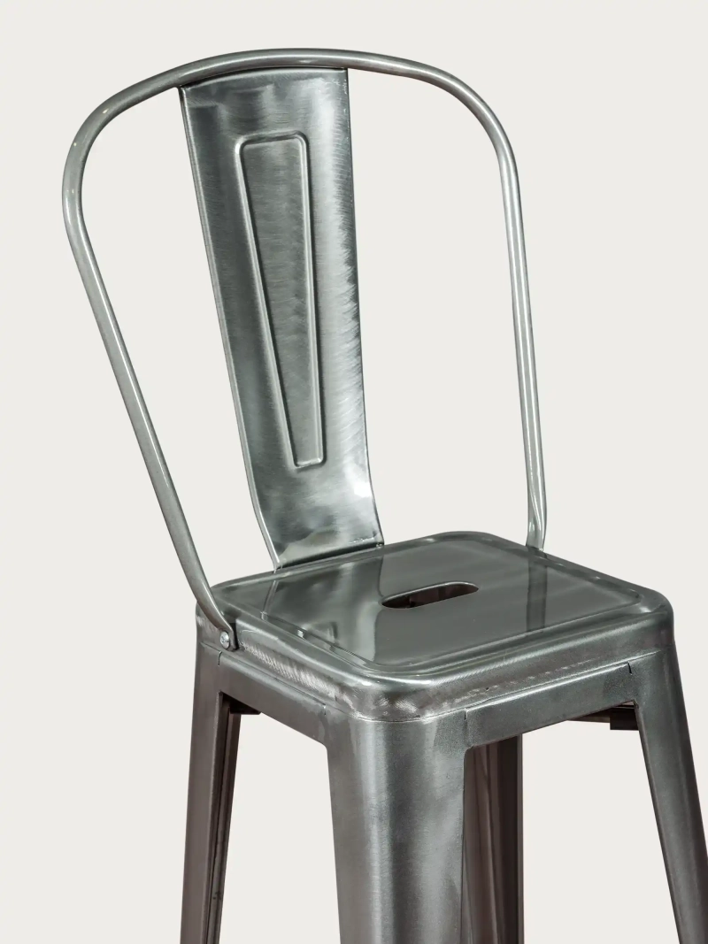 tabouret industriel en acier métallisé avec dossier haut (76cm) - Bistro NEST DREAM - 2