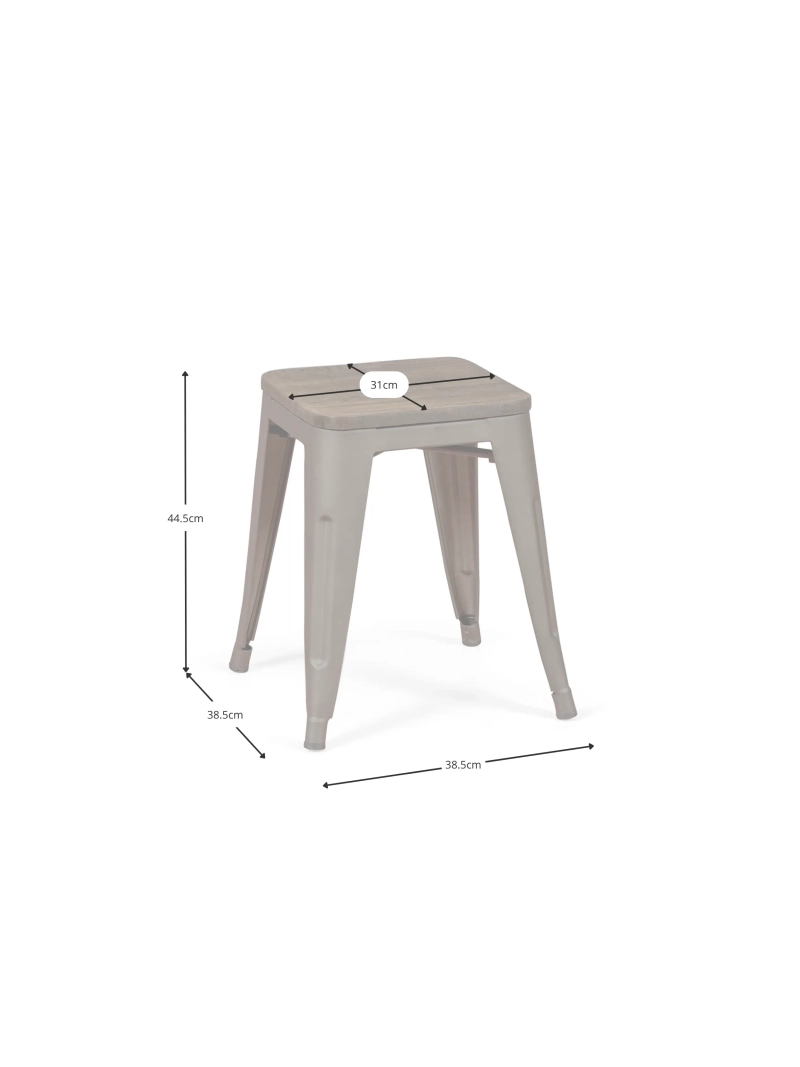 pall industriellt åldrad stålbas med träsits (45cm) - Bistro NEST DREAM - 1