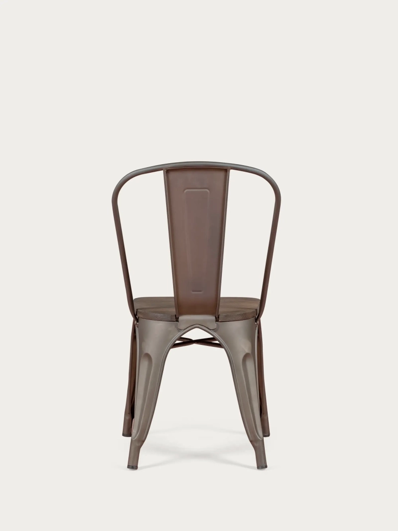 Aged industrial chair with dark wood seat - Bistro NEST DREAM - 1