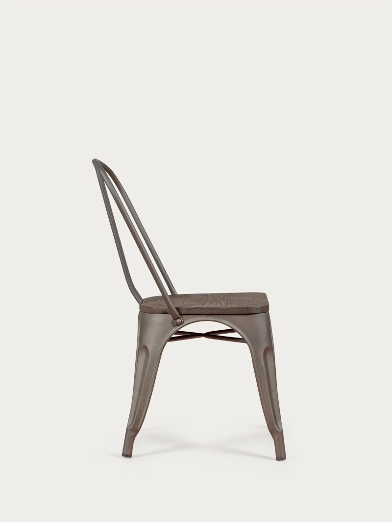 Starší industriální židle se sedákem z tmavého dřeva - Bistro NEST DREAM - 5