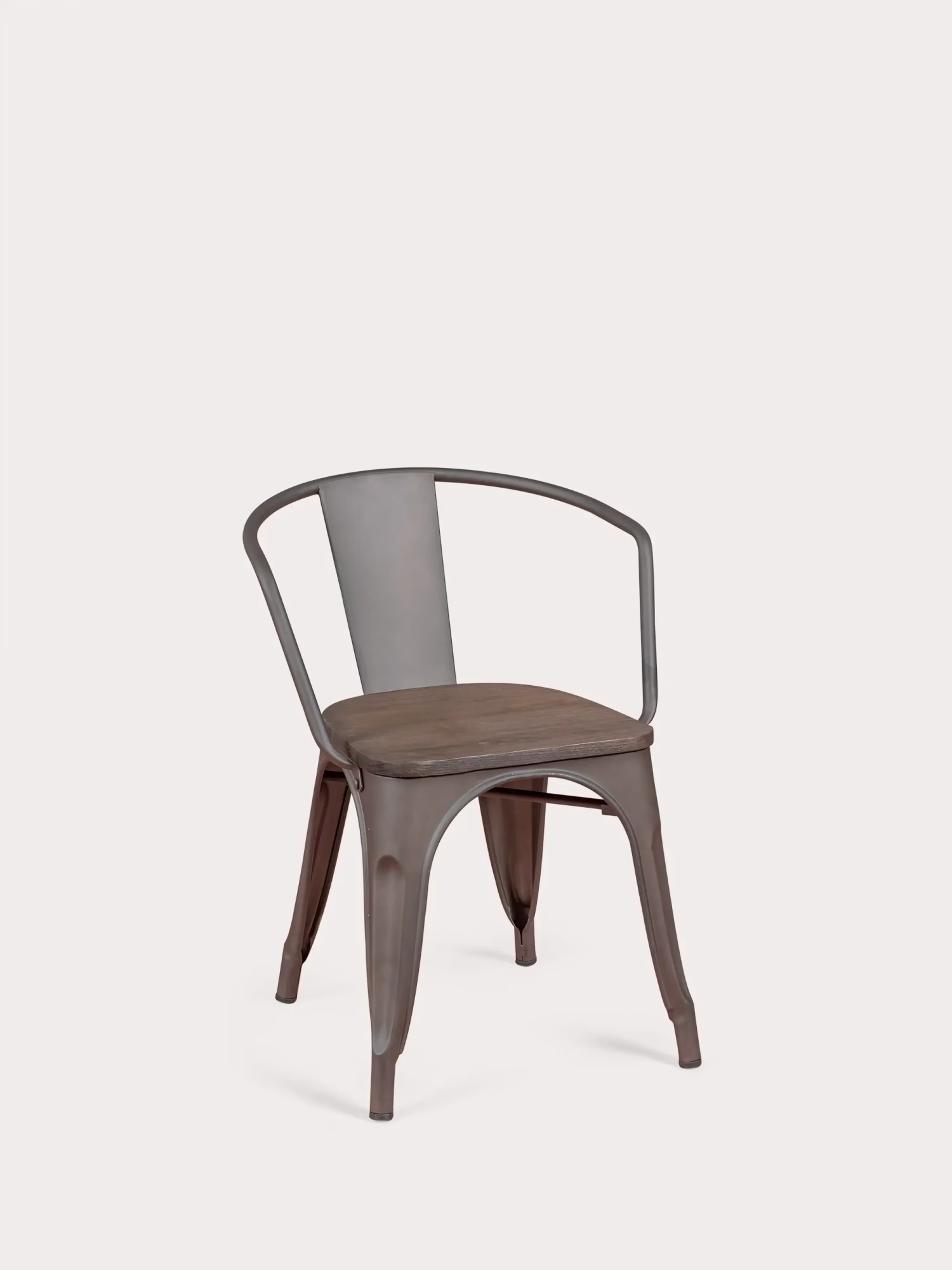 Gealterter Industriestuhl mit Armlehnen und Holzsitz - Bistro NEST DREAM - 1