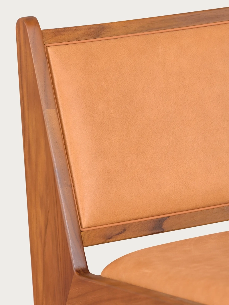 Lage fauteuil van massief teakhout en bekleed met Italiaans leer - Compass NEST DREAM - 1