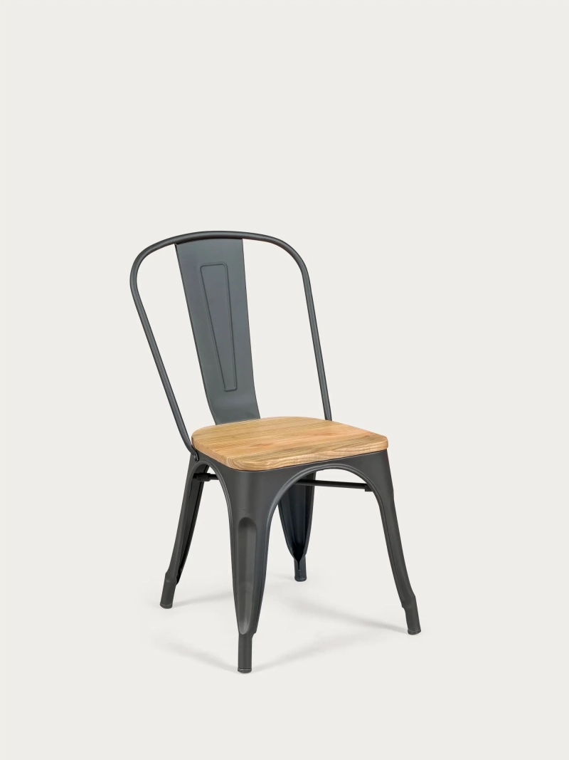 Kovová stolička so sedadlom z jaseňového dreva - Bistro NEST DREAM - 1