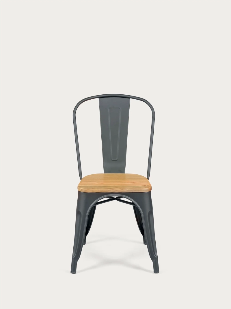Scaun metalic cu scaun din lemn de ulm - Bistro NEST DREAM - 3