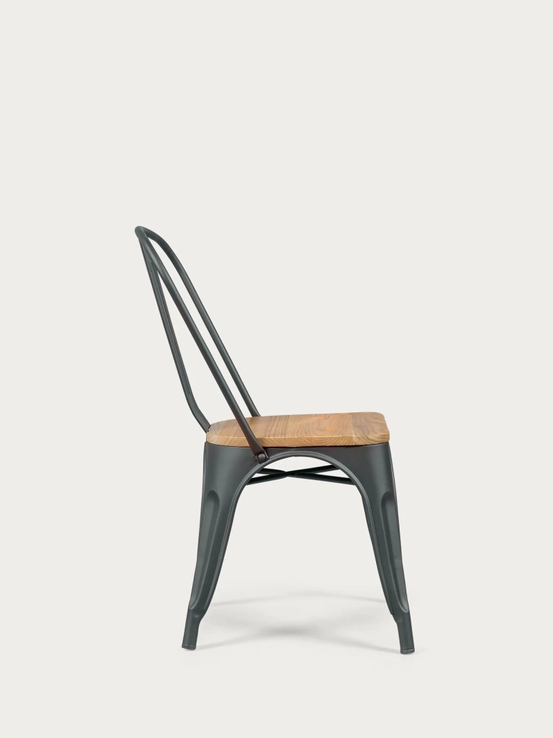 Scaun metalic cu scaun din lemn de ulm - Bistro NEST DREAM - 1