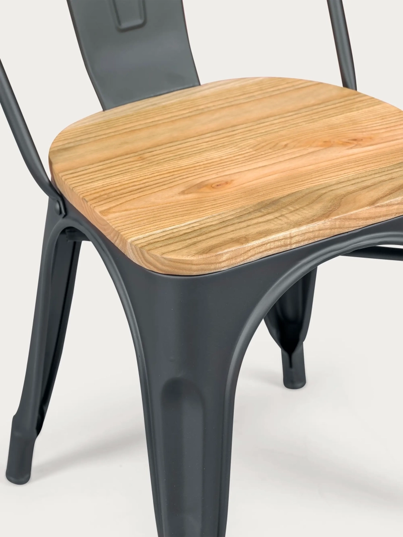 Scaun metalic cu scaun din lemn de ulm - Bistro NEST DREAM - 1