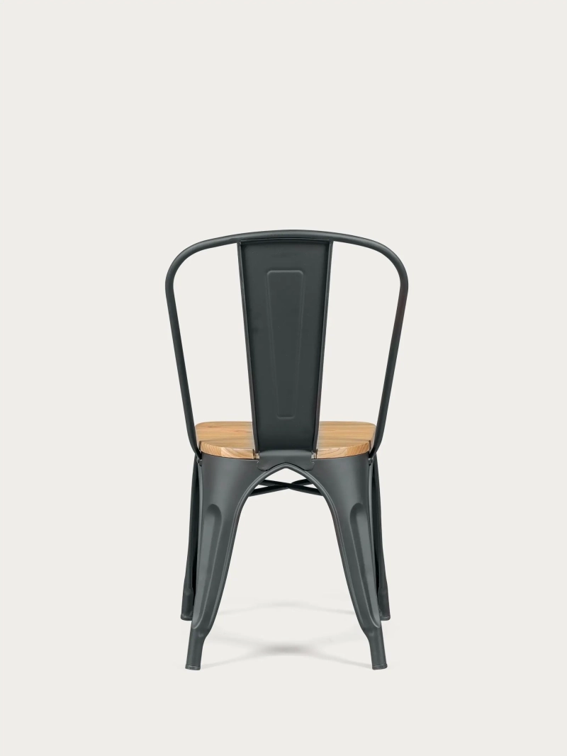 Kovová židle se sedákem z jilmového dřeva - Bistro NEST DREAM - 9
