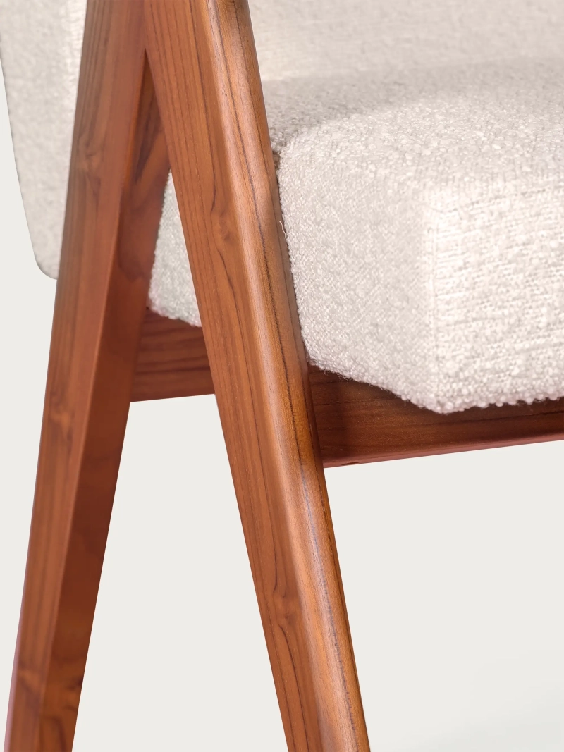 Rustiikkinen nojatuoli käsinojilla, teak-puuta ja bouclé-kangasta - Compass NEST DREAM - 5