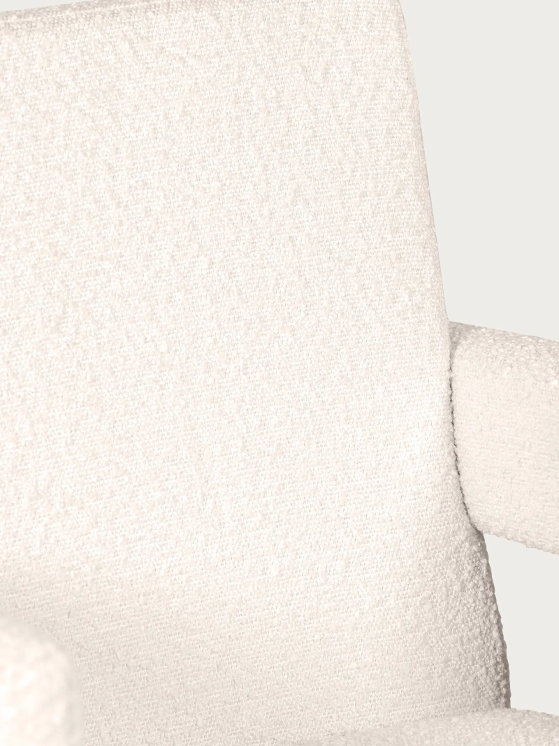 Fotoliu rustic cu brațe din lemn de tec și țesătură bouclé - Compass NEST DREAM - 8