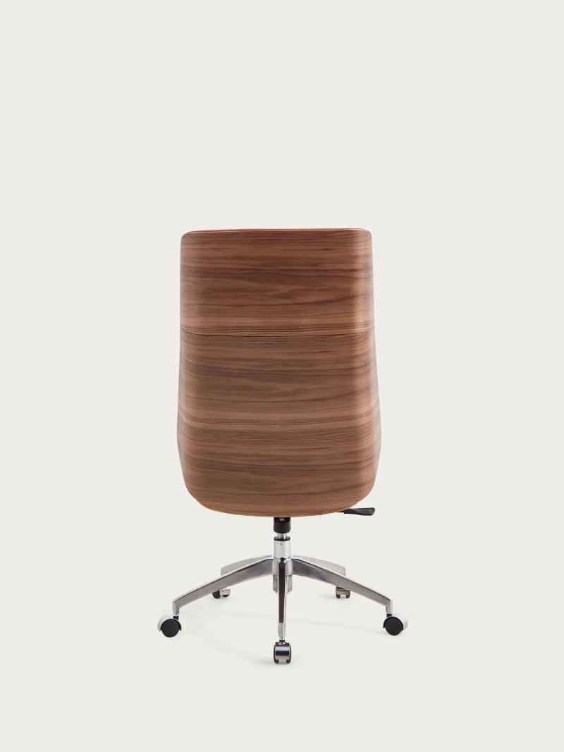 Silla de oficina de respaldo alto en nogal con piel italiana de plena flor - Nordic NEST DREAM - 23