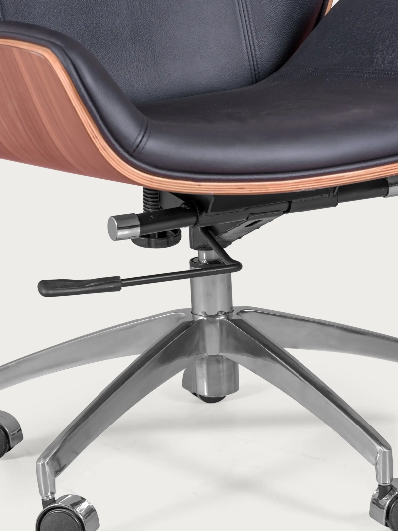 Scaun de birou cu spătar înalt din nuc cu piele italiană integrală - Nordic NEST DREAM - 5