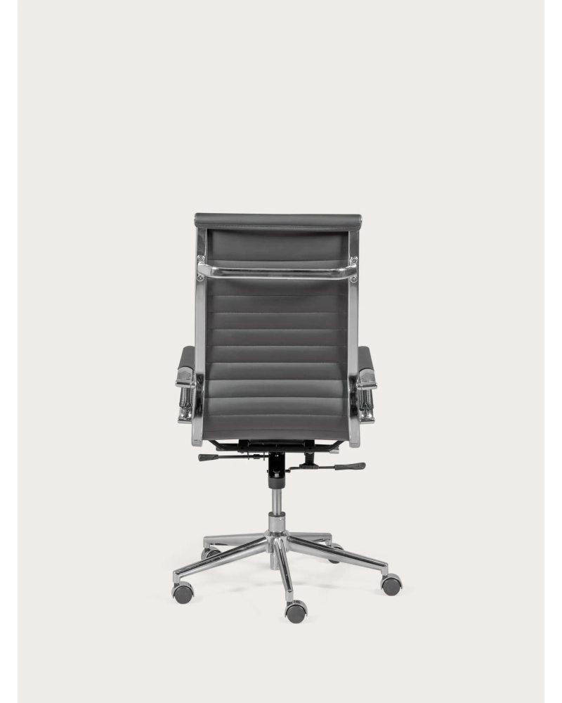 Chaise de bureau avec dossier haut garni en éco-cuir - Alu NEST DREAM - 4