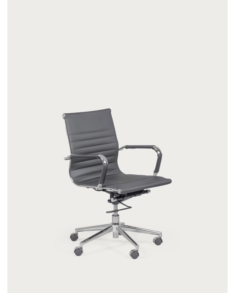 Chaise de bureau avec dossier bas en similicuir et inclinable - Alu NEST DREAM - 1