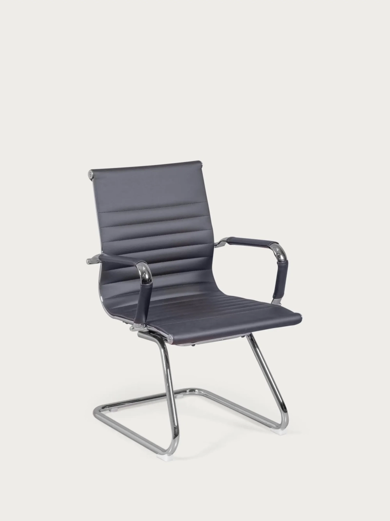 Siège de bureau sans roulettes avec dossier bas et revêtement en simili-cuir - Alu NEST DREAM - 1
