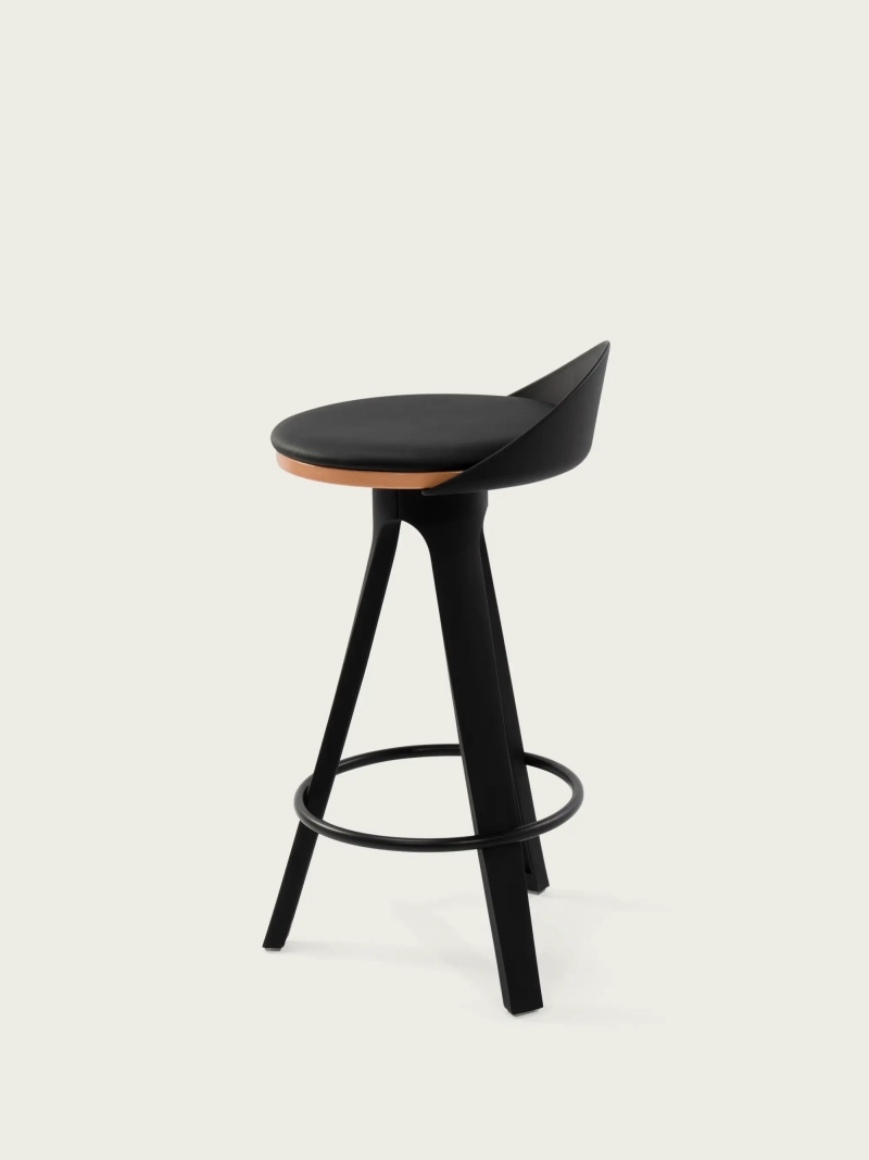 stool design with leatherette cushion and beech seat - Deco NEST DREAM - 1
