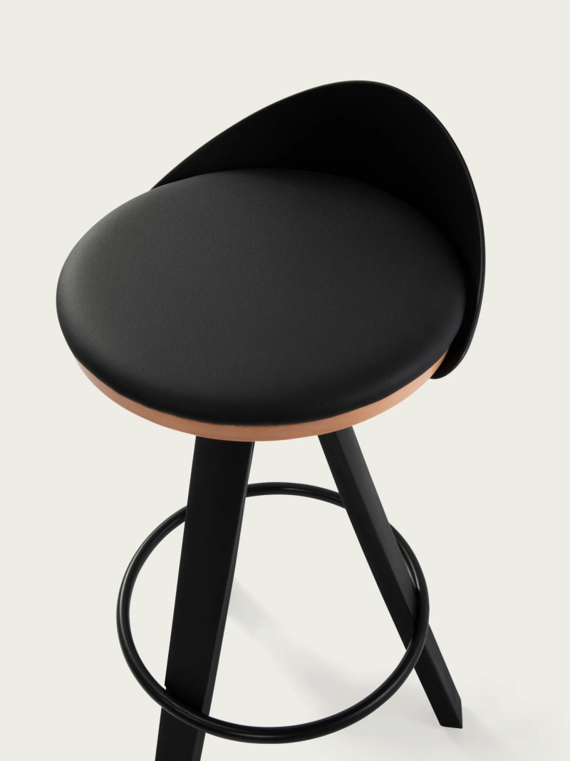 tamborete design com almofada em pele e assento em faia - Deco NEST DREAM - 1