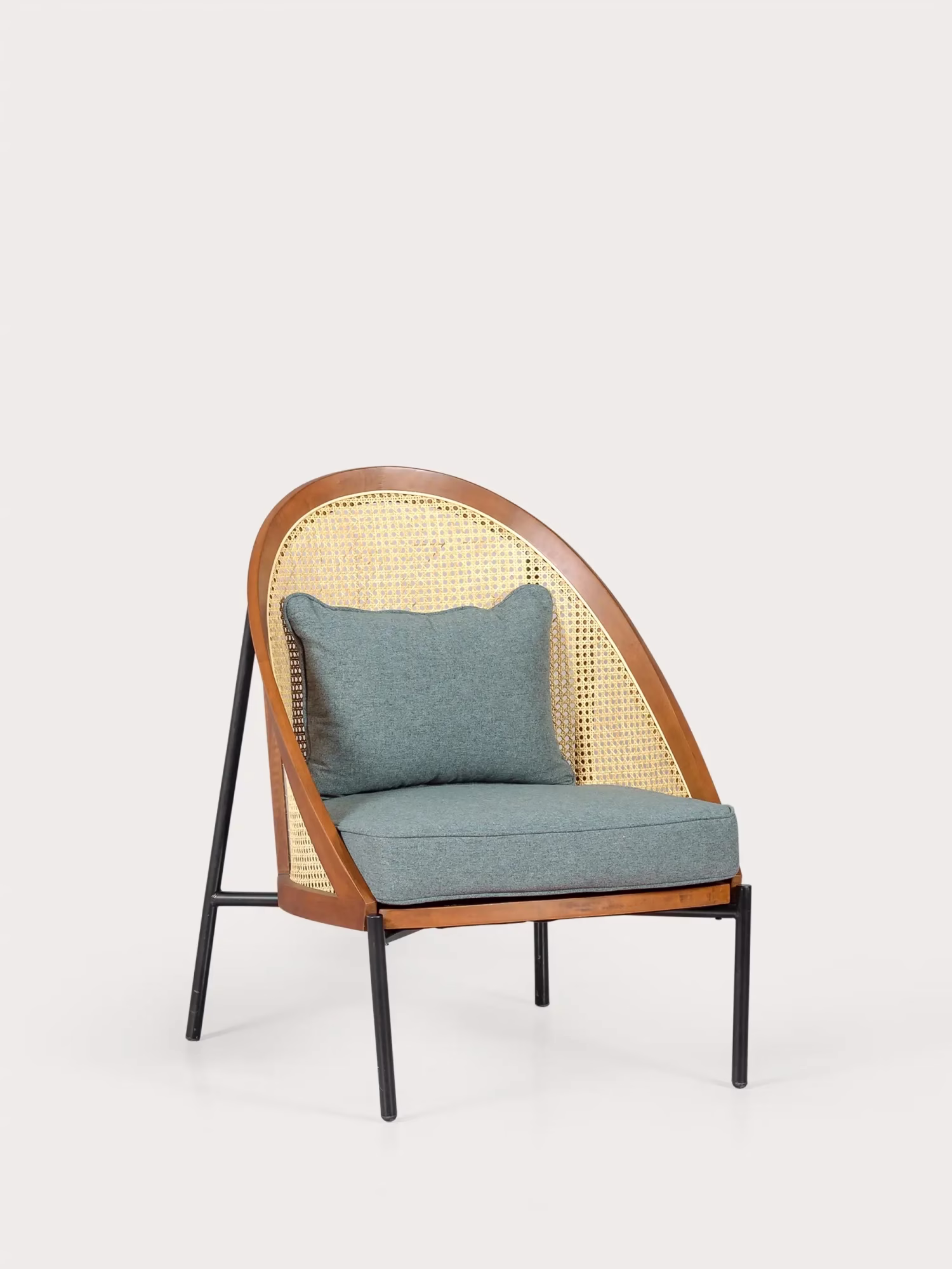 Poltrona retrò vintage in legno di noce e rattan naturale - Robín NEST DREAM - 1
