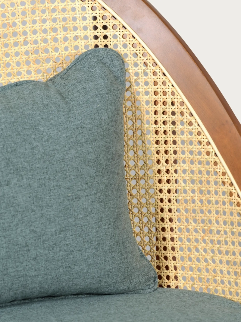Vintage retro fauteuil in walnotenhout en natuurlijk rotan - Robín NEST DREAM - 4