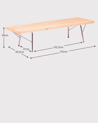 Rustic bench in natural ash and chrome legs | Free shipping and return