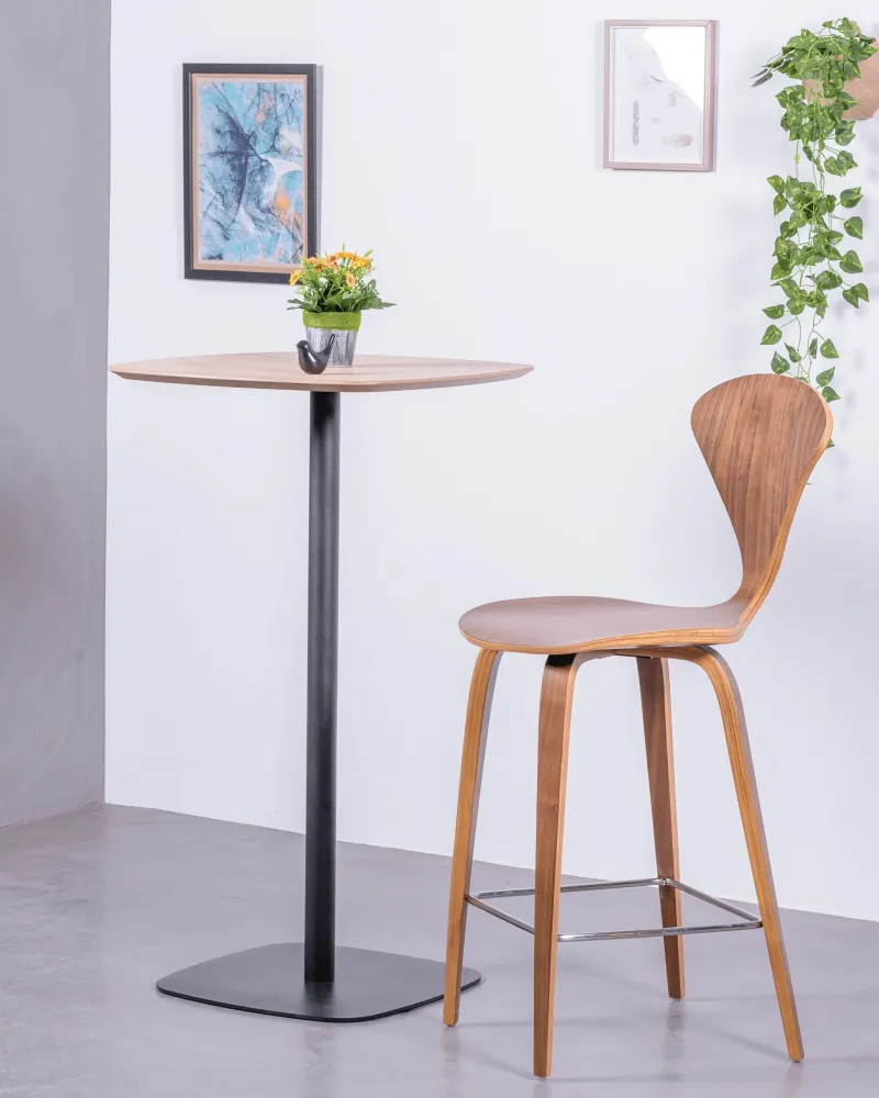 Hoge tafel voor bar in industriële stijl, 106cm hoog en 60x60cm | Geen verzendkosten