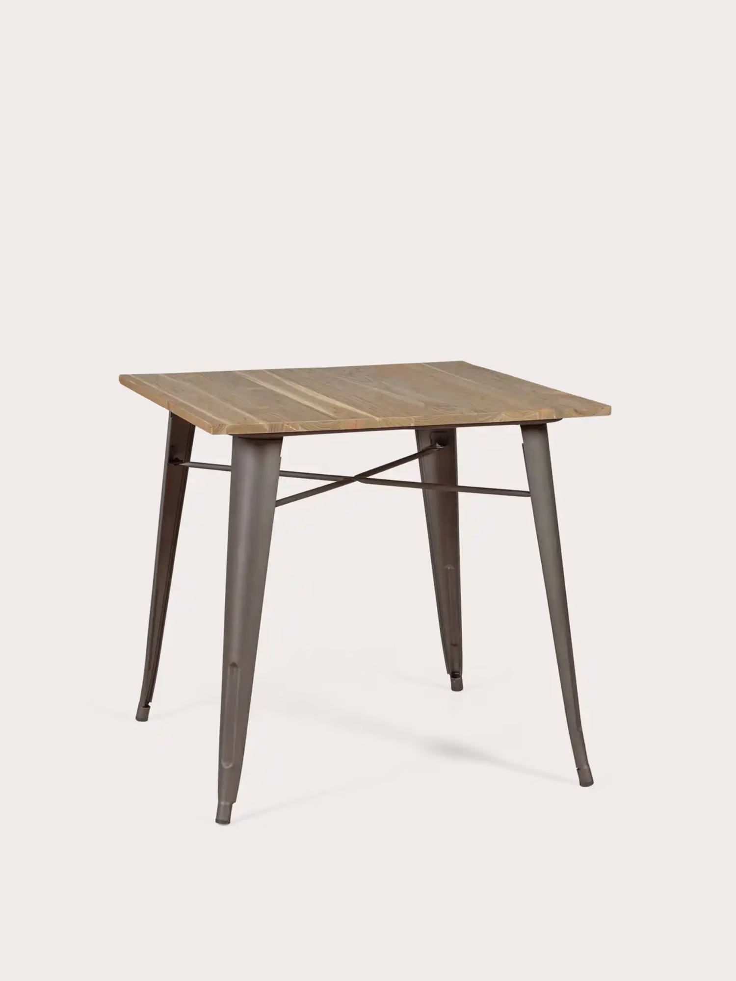 Industrietisch aus gealtertem Stahl und hellem Holz - Bistro NEST DREAM - 1