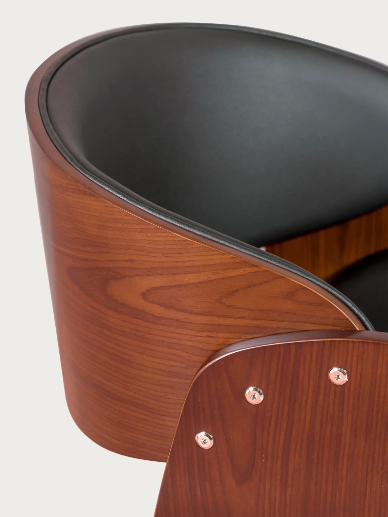 Nordic chair with armrests in dark walnut wood and leatherette upholstery - Burrow S NEST DREAM - 1