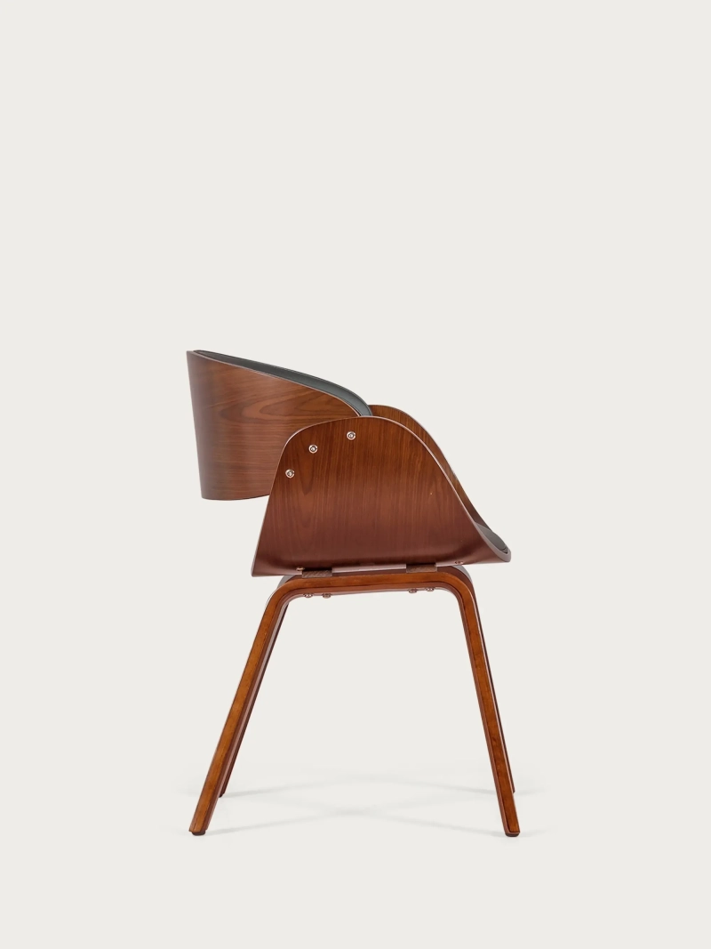 Nordic kreslo s podrúčkami z tmavého orechového dreva a koženkovým čalúnením - Burrow S NEST DREAM - 8