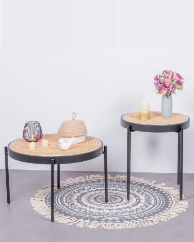 Mesa de centro de vime natural North para decoração boho | Nest Dream