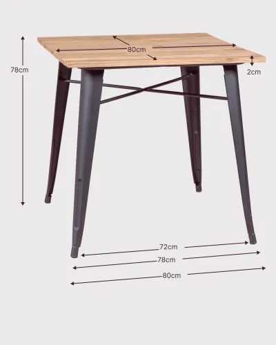 Industrial table in aged steel and dark wood | Matching chairs available