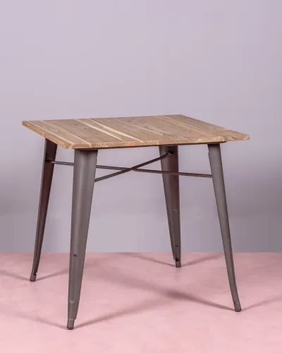 Industrial Distressed Bistro Table with Light Wood | Nest Dream Store