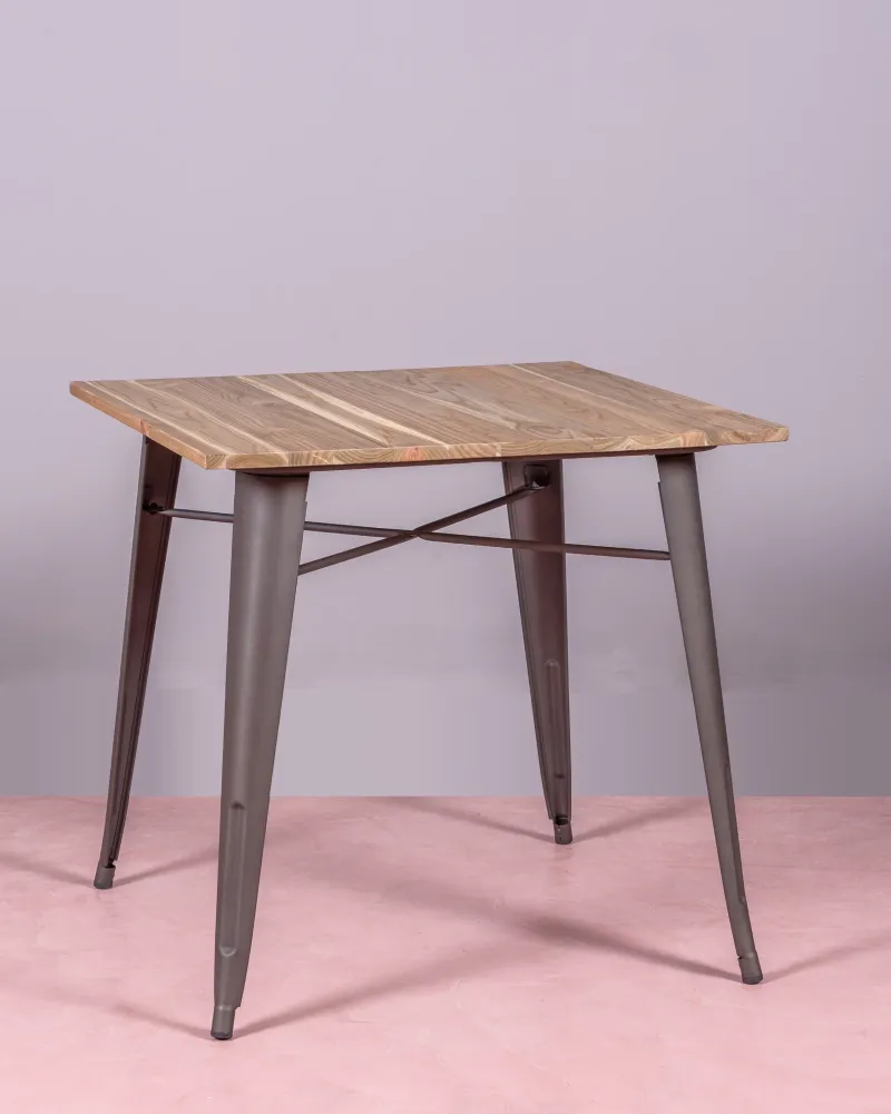 Table Bistro industrielle vieillie avec bois clair | Magasin Nest Dream