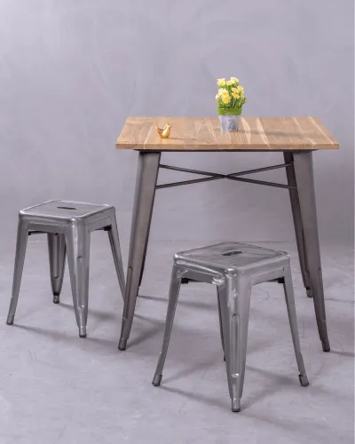 Industrial Distressed Bistro Table with Light Wood | Nest Dream Store