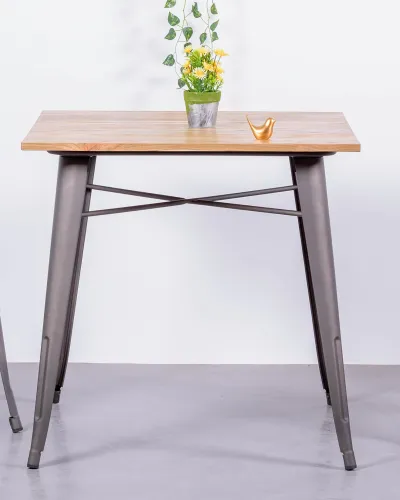 Industrial Distressed Bistro Table with Light Wood | Nest Dream Store