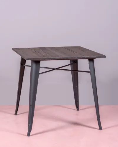 Table Bistro industrielle avec bois foncé | Magasin Nest Dream