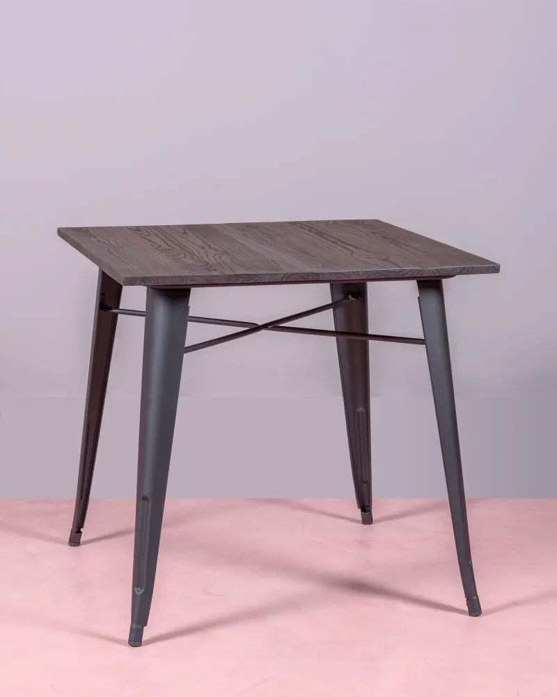 Table Bistro industrielle avec bois foncé | Magasin Nest Dream