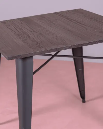 Table Bistro industrielle avec bois foncé | Magasin Nest Dream