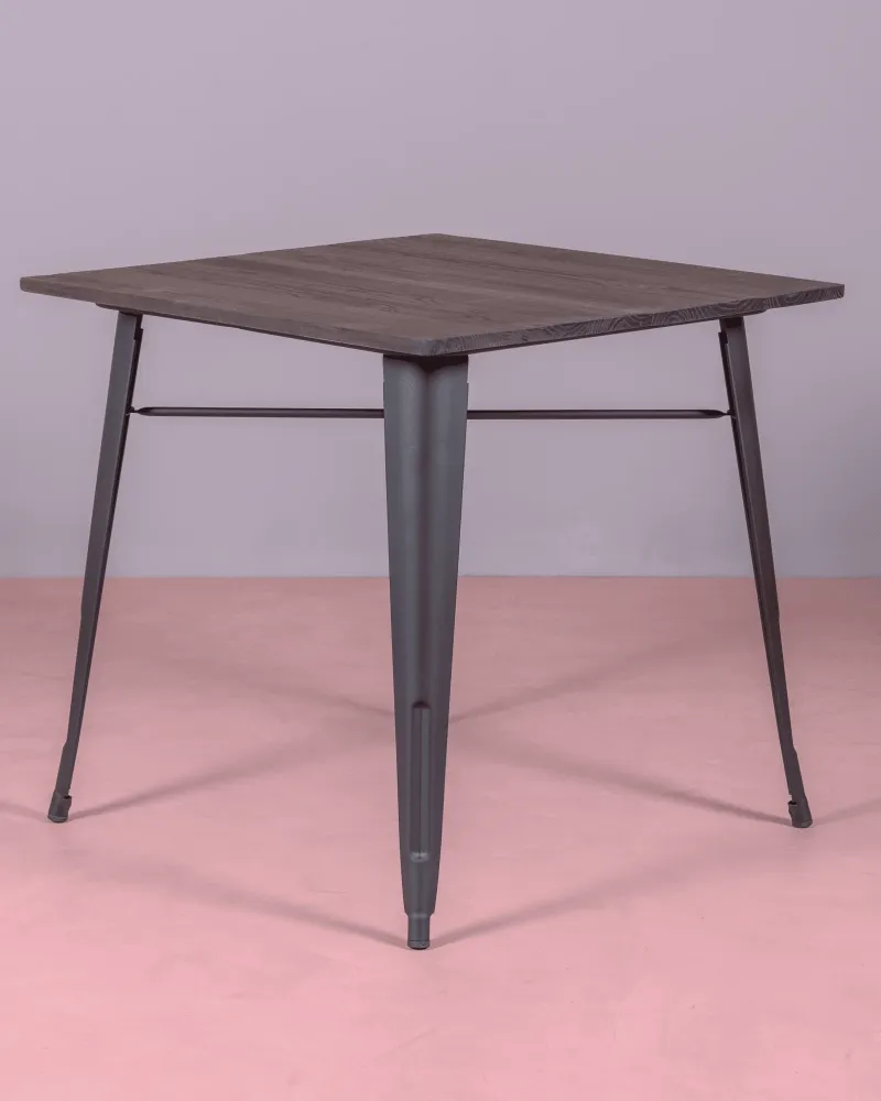 Table Bistro industrielle avec bois foncé | Magasin Nest Dream