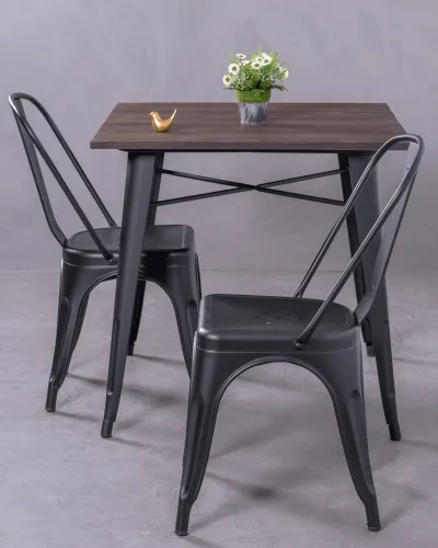 Industrial Bistro Table with Dark Wood | Nest Dream Store