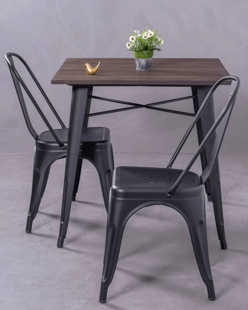 Table Bistro industrielle avec bois foncé | Magasin Nest Dream